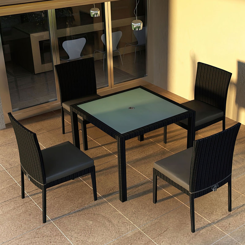 Ensemble repas Kaneb, Toile gris anthracite Sunbrella®, Toile gris anthracite Sunbrella®, H 29,5 po x l 39,25 po x L 39,25 po