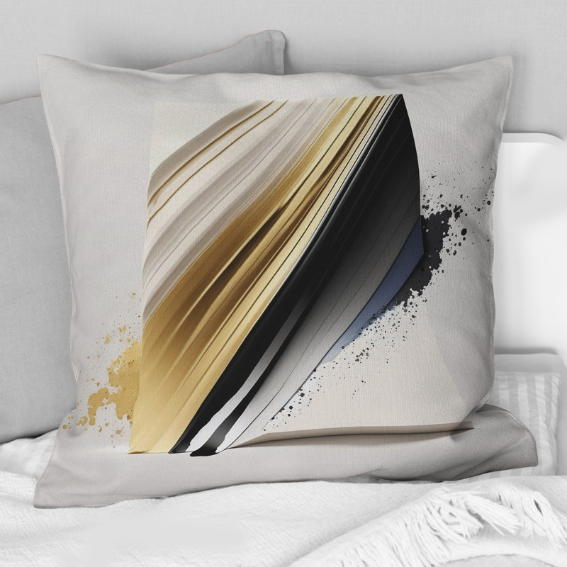 Coussin décoratif noir et doré Cubic Expression IV - Abstract Cubism