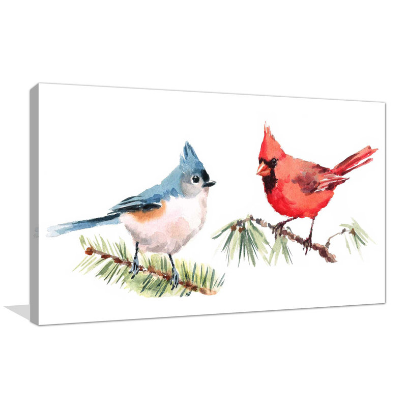 « spring oiseaux », reproduction de peinture à l’aquarelle sur toile tendue, H 18 po x l 30 po x P 1 po
