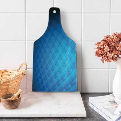 Ambesonne Blue Tempered Glass Cutting Board Vibrant Geometric Ombre Square Blue Sky Blue