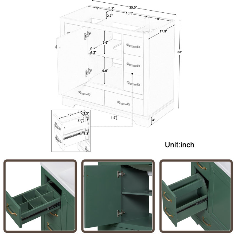 35.5'' Single Bathroom Vanity Base Only