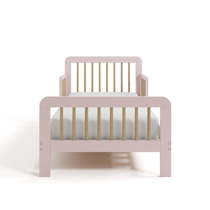 Pasadena Toddler Bed with Guardrails, Blush/Driftwood