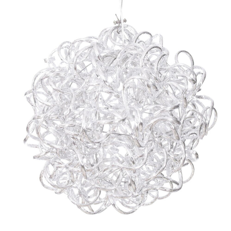 Latitude Run® 10" Spiral LED RGB Silver Aluminum Ball 80 Lights, 10" H x 10" W x 10" D, Pink