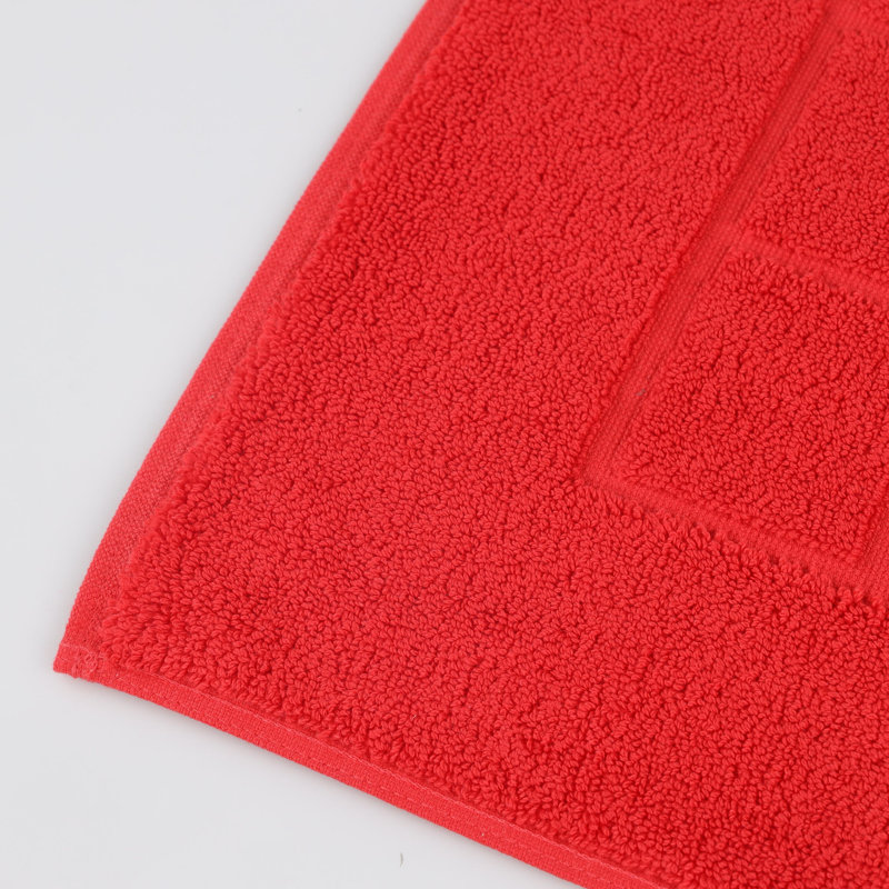 Tapis de bain réversible 100% coton épais et absorbant, Rouge
