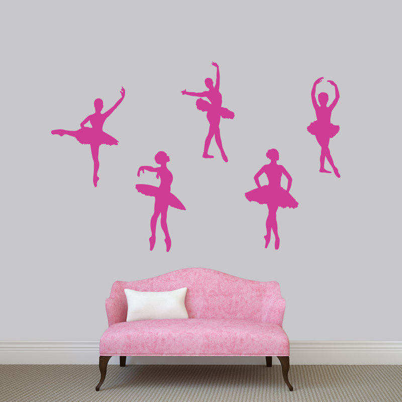 Ensemble d'adhésif décoratif ballerines, Rose vif, Oui
