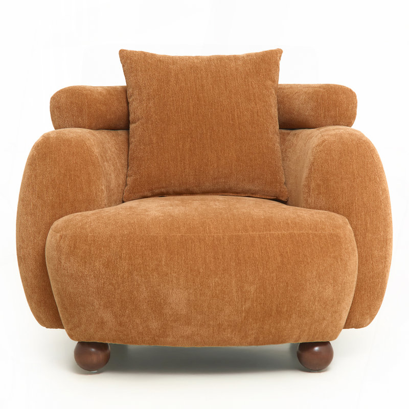 Fauteuil seau 38 pouces en tissu chenille, Jaune brunâtre