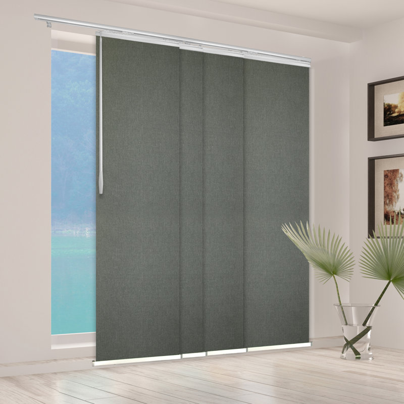 Store vertical semi-diaphane, Blanc / gris, L 130 po x L 94 po