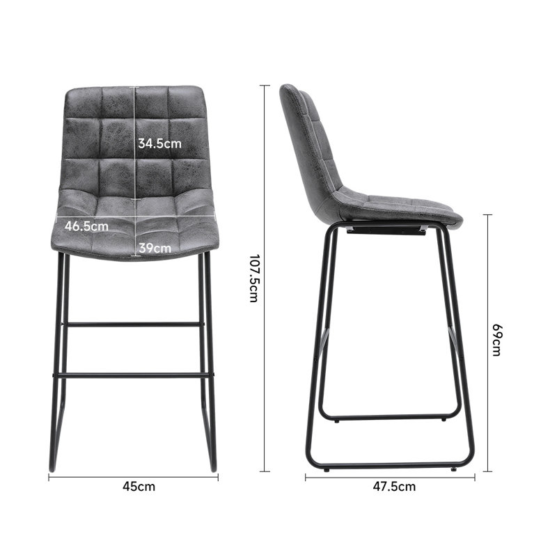Bianchini Upholstered Counter Stool with Metal Frame