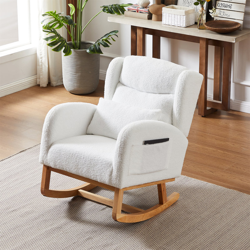 Chaise berçante moderne avec accoudoirs 27,2 po, Ivoire ivoire