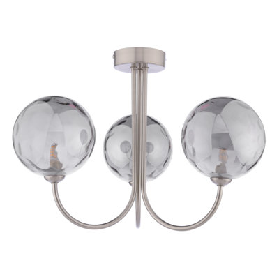 JARED 3LT SEMI FLUSH CW SMOKED GLS 150MM