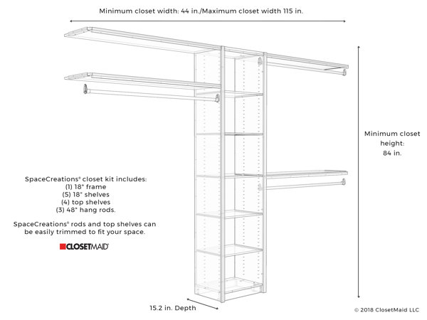 ClosetMaid 6105340 Spacecreations 44-115 Classic Closet Kit - ClosetMaid  Spacecreations Closet Organize…