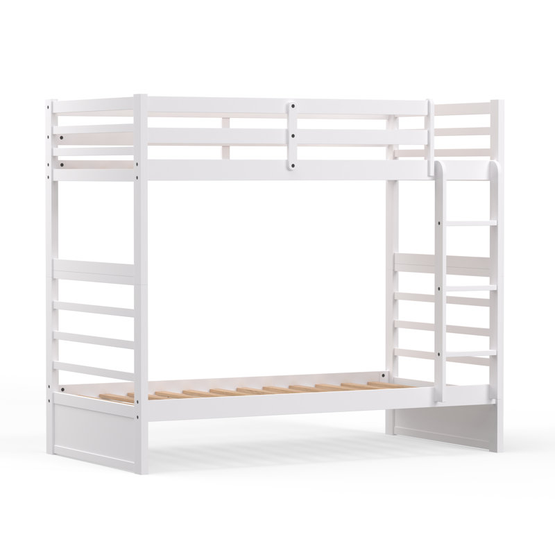 Geatano Solid Wood Twin Over Twin Bunk Bed, White