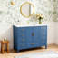 Meuble-lavabo moderne en bois massif de 48 po avec lavabo, comptoir en quartz blanc de Carrare de 49 po avec 3 trous prépercés pour robinetterie, 2 portes doubles à fermeture douce et 9 tiroirs spacieux avec glissières (bleu)-674963165