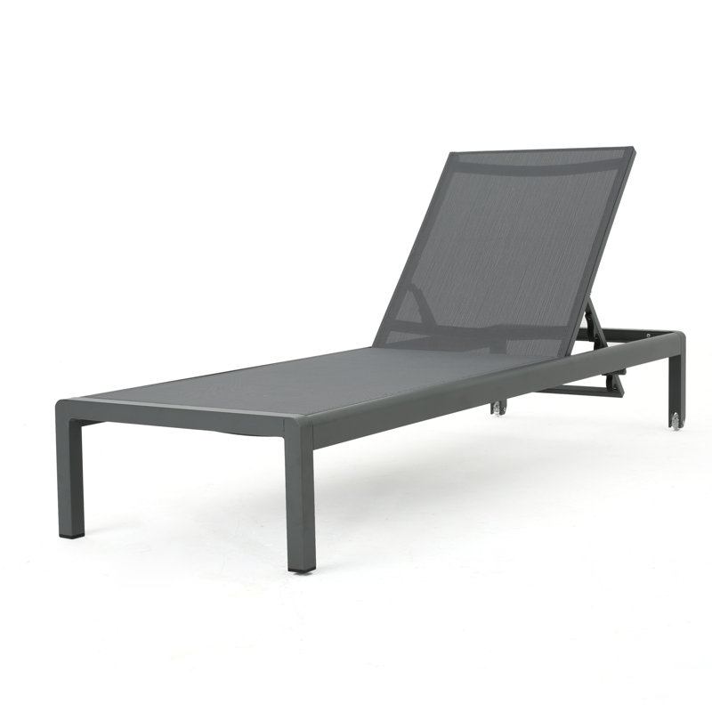 Chaise longue inclinable simple Caggiano, Gris foncé, 1