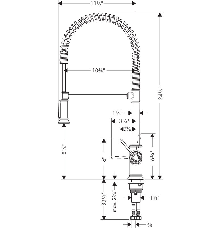 AXOR Montreux 2-Spray Semi-Pro Kitchen Faucet, 1.75 GPM, Polished Nickel