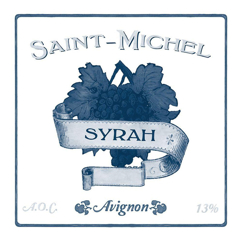 «Red Barrel Studio® Vess, June Erica», art sur toile tendue sous le titre Indigo Wine Labels VI, H 20 po x l 20 po