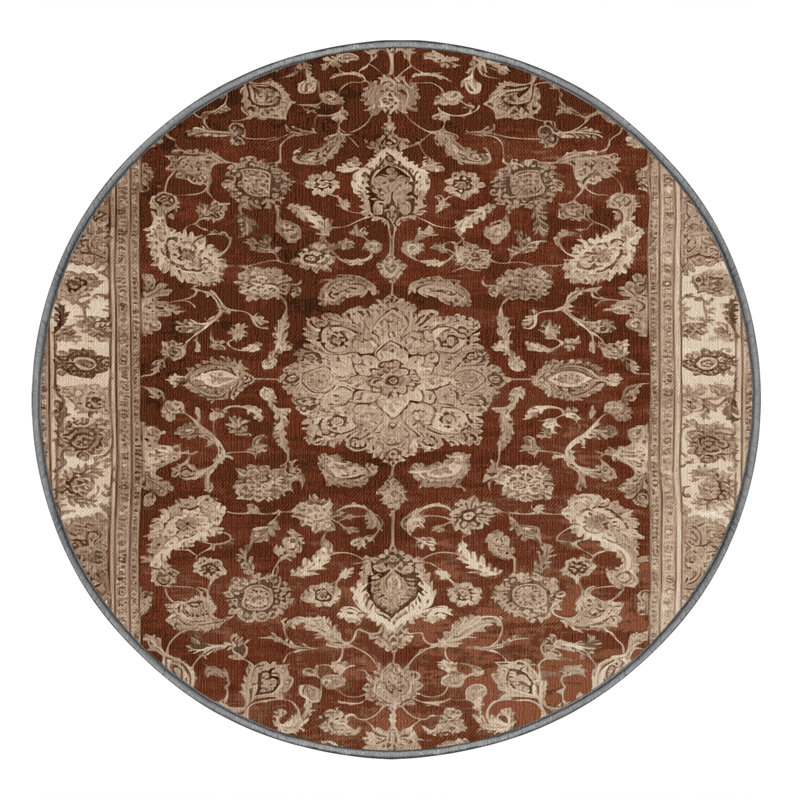 Machine Washable Persian Gray Area Rug, Round 4'