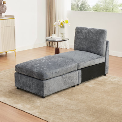 Canapé modulaire rembourré sans accoudoirs avec repose-pieds