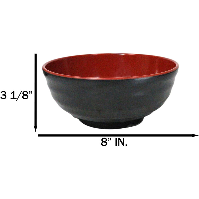 Ensemble de 6 bols à soupe de riz en mélamine ronds rouges et noirs