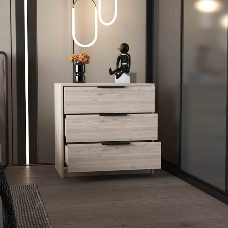 Commode supérieure 3 tiroirs H 27 po, Gris clair