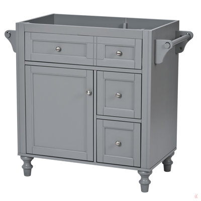 Meuble-lavabo de salle de bain de 30 po sans lavabo supérieur, armoire de rangement moderne avec 2 tiroirs et un tiroir rabattable (BASSIN INCLUS)