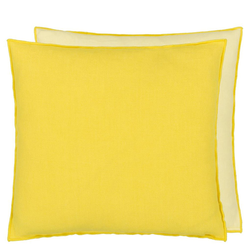 Brera Lino 100% Linen Decorative Pillow, Square 17", Emerald/Capri