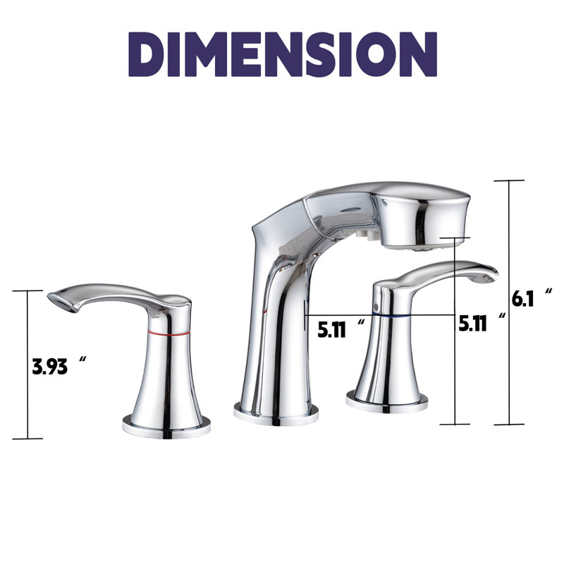 Bathroom Faucet - Stainless Steel, Construction For Long-Term Use Widespread Sink Mixer Offers Versatile Water Control