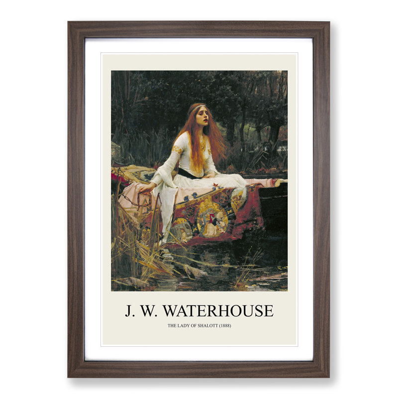 The Lady of Shalott by John William Waterhouse - Picture Frame Painting, 65cm H x 48cm W x 2cm D, Walnut Framed