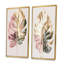 Feuille de philodendron doré et blanc - ensemble de 2 décorations murales - art floral imprimé pour la décoration intérieure-694566739-694566750