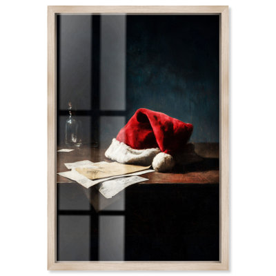 Décoration de Noël avec chapeau de père Noël et lettres Shadowbox par Art Remedy, cadre noir, 11 x 16