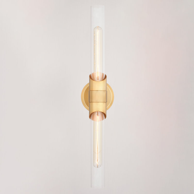 Webster Natural Brass Cylinder Dimmable Vanity Light