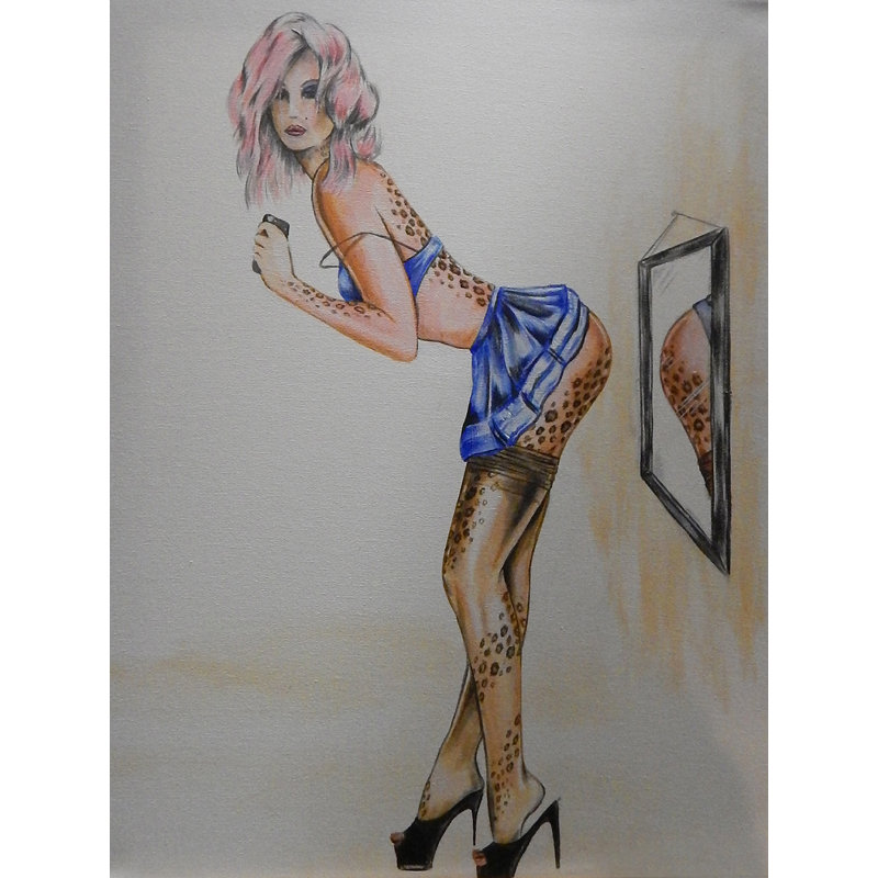 «Selfie» par Ed Capeau - impression d'art graphique, H 19 po x l 13 po x P 0,1 po, Papier non encadré