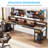 78.74" W Double Computer Desk With Monitor Stand, Two Person Desk With 4 Open Shelf-493810718