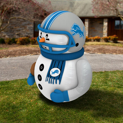 Joueur de bonhomme de neige gonflable Sporticulture Detroit Lions - 7 pieds de haut avec lumières DEL | Bonhomme de neige NFL Moteur de souffleur intégré, résistant aux intempéries, utilisation intérieure / extérieure