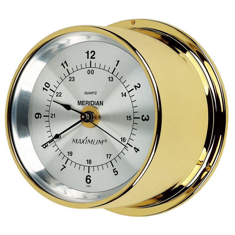 Meridian 6.5" Wall Clock, Brass/Silver