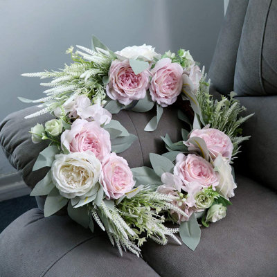 Couronne de rose artificielle 18 pouces pour votre porte d'entrée