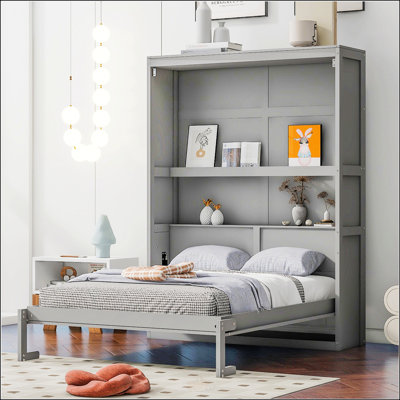 Lit escamotable double pleine grandeur avec tablettes