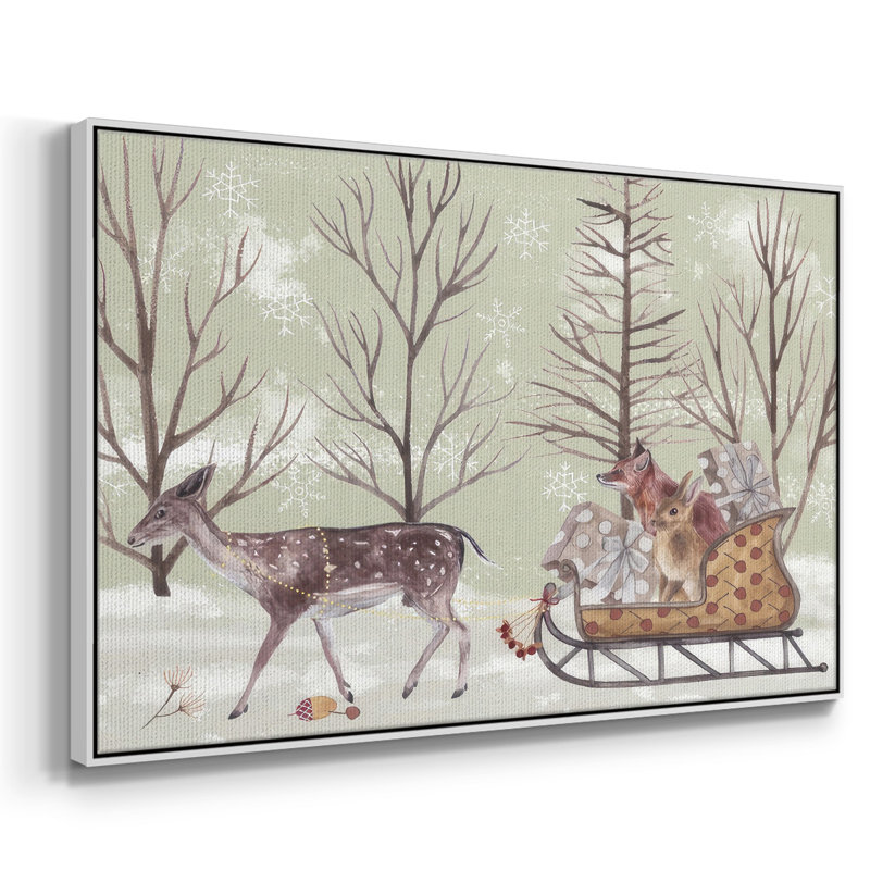 Christmas Time II, toile tendue avec châssis, H 17 po x l 25 po x P 1,5 po, Papier avec cadre blanc flottant