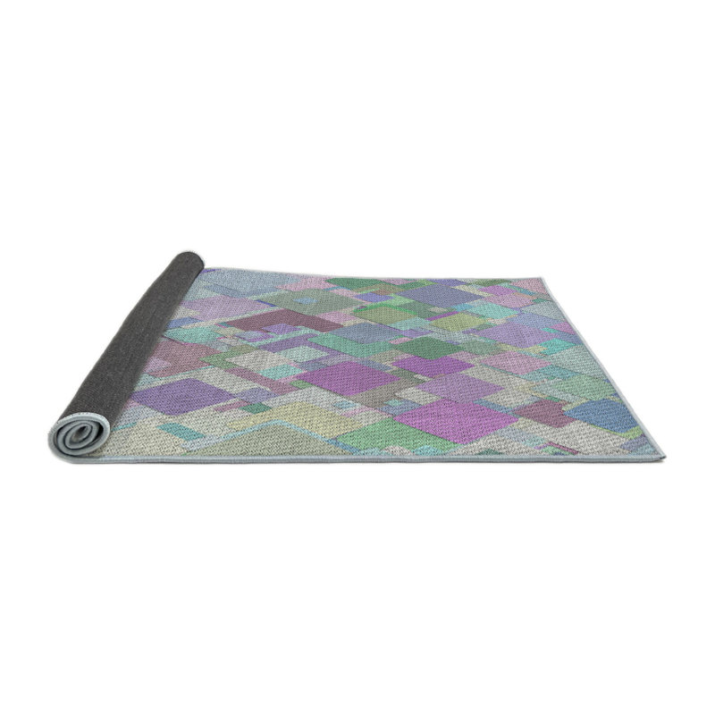 Tapis à motif géométrique vert, Rond 6 pi