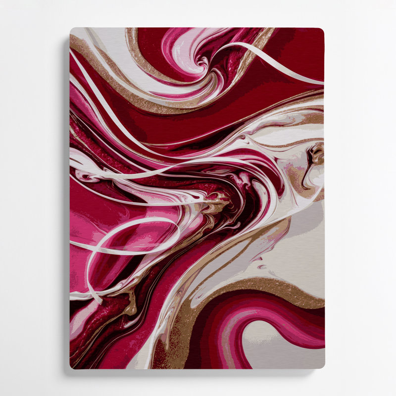 Abstrait fluide, art mural en métal rouge 24