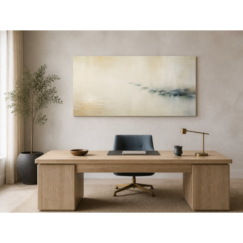 Tableau panoramique minimaliste sur toile tendue représentant une rive de charbon de bois, H 27,5 po x l 55 po x P 1,5 po