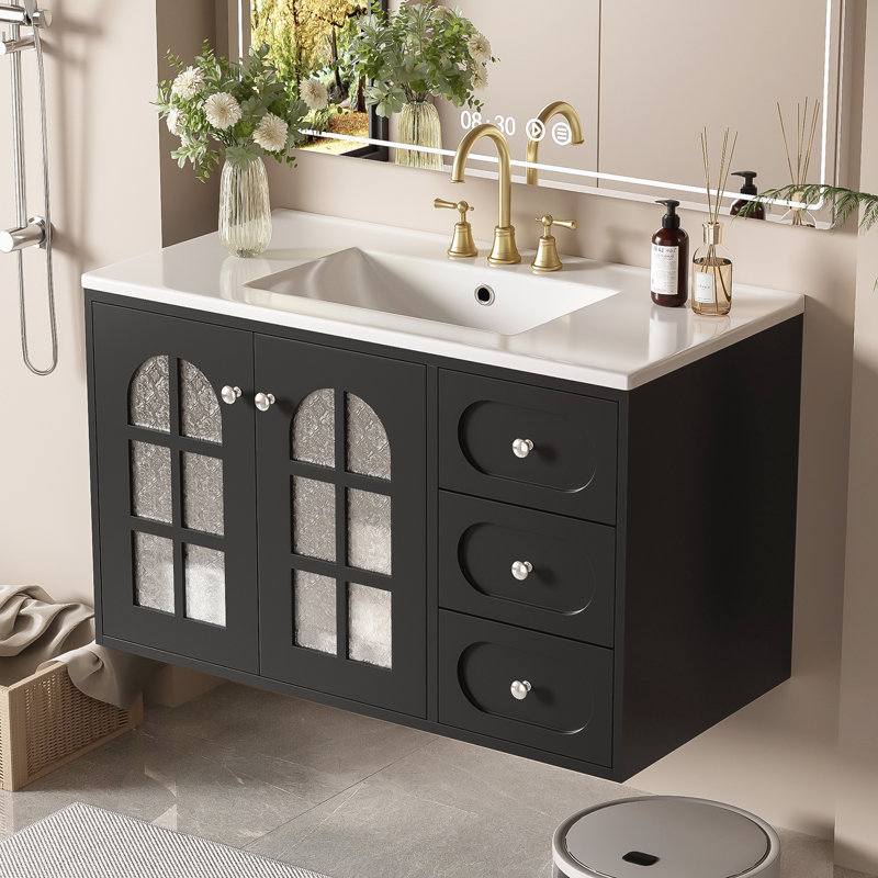 36 Inch Floating Bathroom Vanity with Ceramic Sink