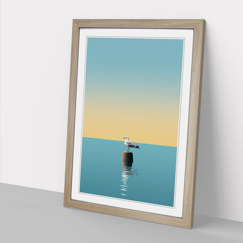 Seagull Minimalism 1 Piece Single Picture Frame Wall Art, 64cm H x 46cm W x 2cm D, Oak
