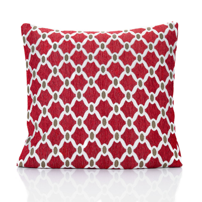 Beauville Geometric Square Cushion, Red, 55 cm H x 55 cm W x 15 cm D