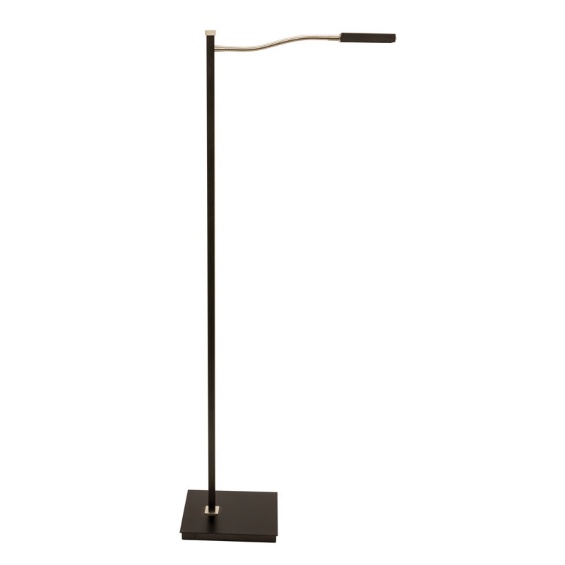 Lewis 52'' Black With Satin Nickel Task Floor Lamp