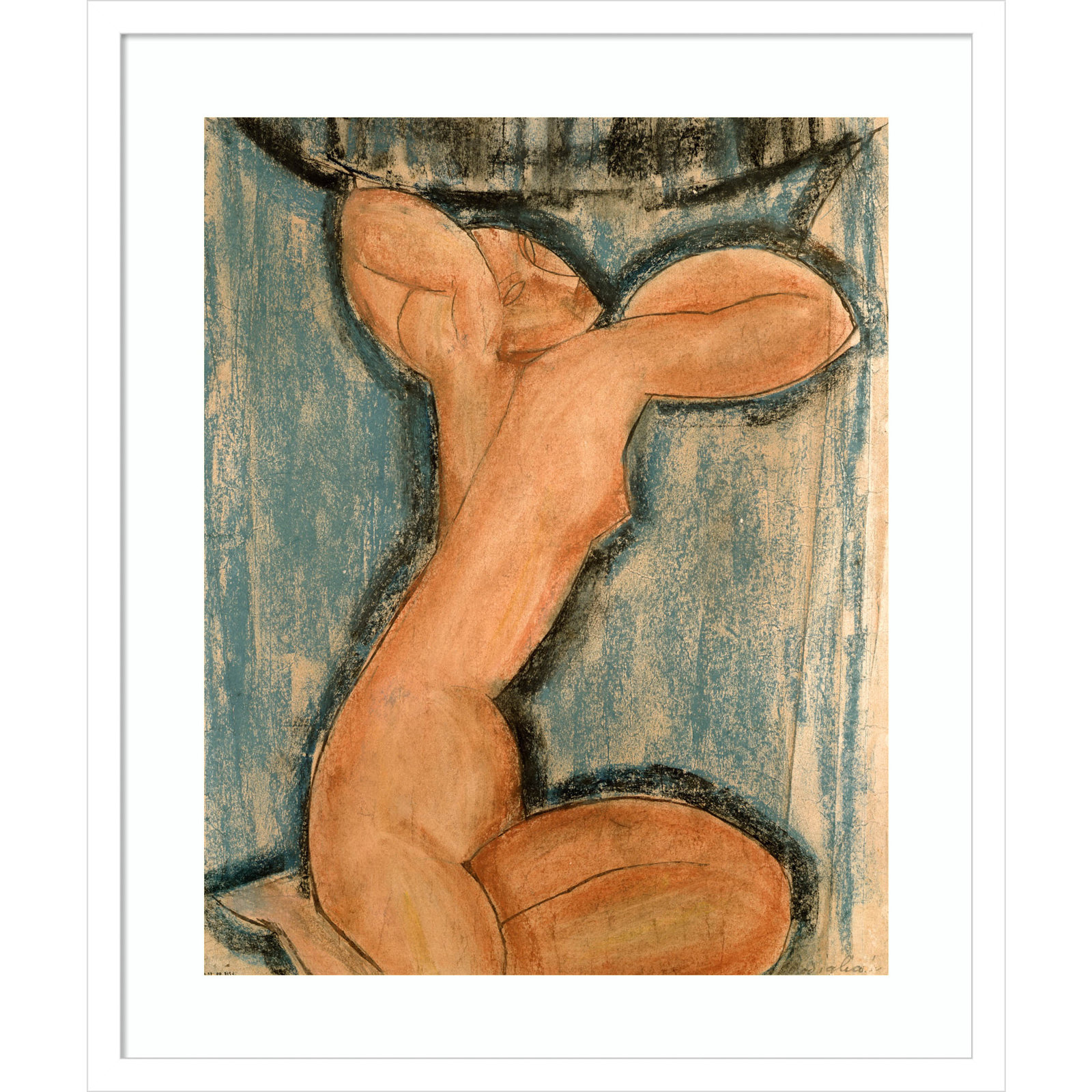 Caryatid by Amedeo Modigliani Wood Framed Wall Art Print, 25" H x 21" W, White
