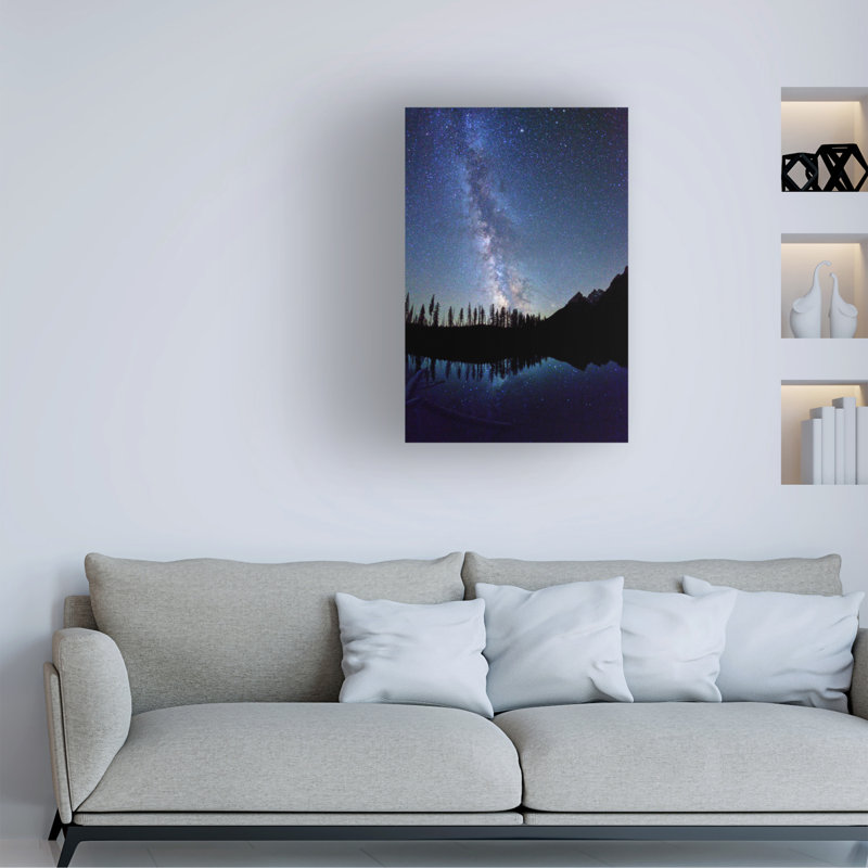 Art mural sur toile tendue - Art mural pour le salon, la chambre à coucher ou le bureau de Royce Bair «MIlky Way String Lake Tetons» - 22 x 32