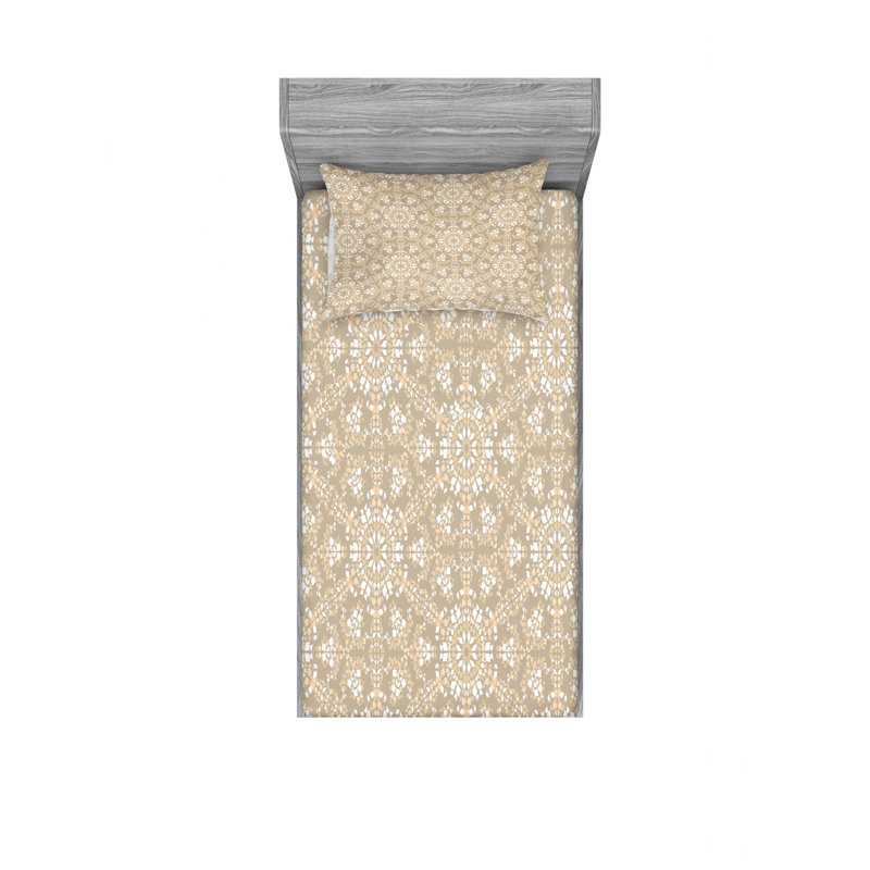 Microfiber Paisley Sheet Set, Twin, Rock with Circled Modern Lines