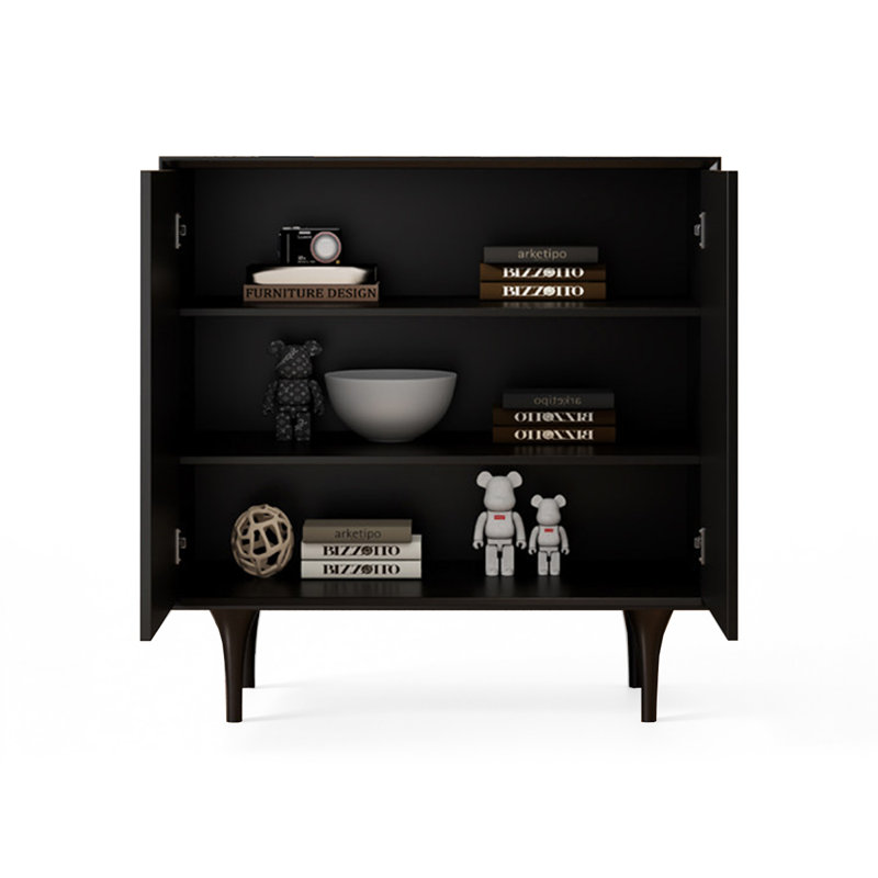 Armoire d'appoint moderne en bois massif noir, 39.37, Black