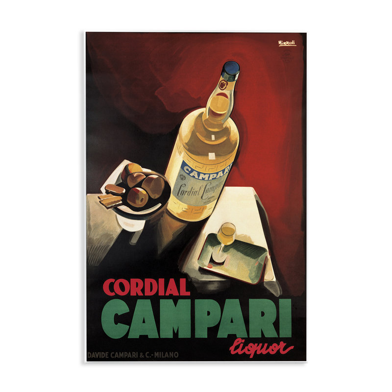 Plaque murale rétro Campari Wine, design par Marcus Jules, H 15 po x l 10 po